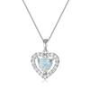 European and American Fashion Heart-shaped White Necklace with White Border and White Diamond Heart Pendant