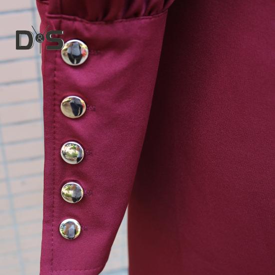 Women Formal Dress Business Style Turn-down Collar Long Sleeve Pure Color Slim Fit Lace-up Cross Cardigan Dress Spring Midi Dress OL Commuting Dress