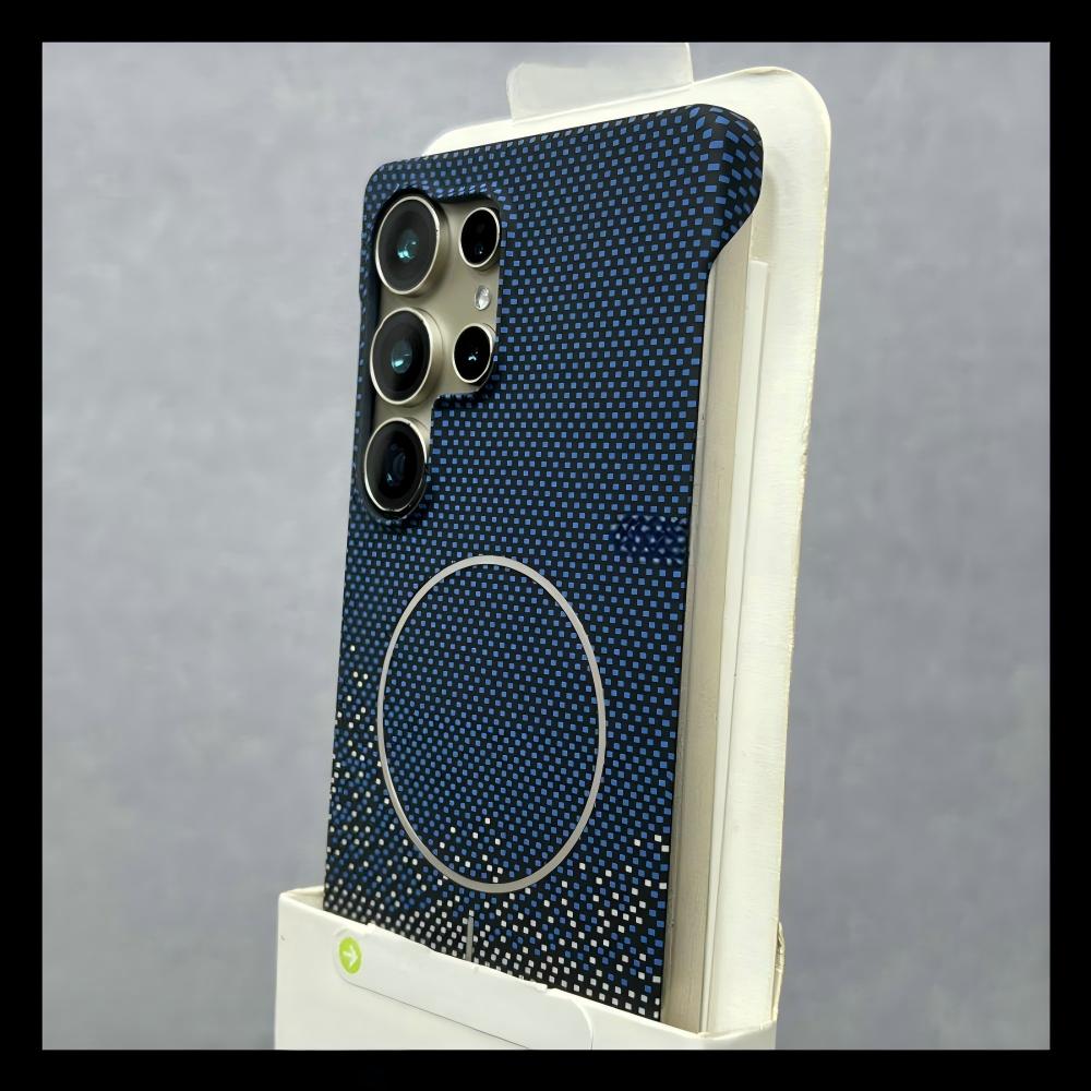 Kevlar Carbon Fiber PC For Magsafe Wireless Charge Phone Case For Samsung S26 S25 S24 Ultra Plus Magnetic Frameless Cover