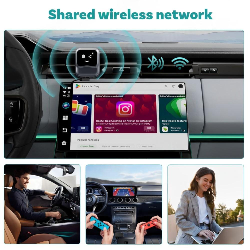 OTTOCAST Nano AI BOX Беспроводной адаптер Carplay Android Auto Android 13 QCM6225 8+128GB Голосовое управление Видеобокс