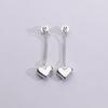 Prevent Allergy Silver Color Earrings For Women Ins Vintage Smooth Love Heart Tassel Design Party Jewelry