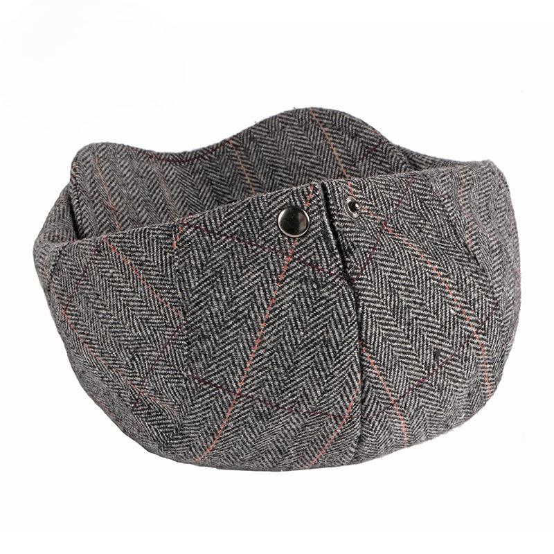British Style Plaid Flat Cap for Men Women Autumn Winter Warm Woolen Beret Hat Retro Newsboy Cap Middle-aged Elderly Casual Duckbill Hat
