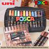 Акриловые маркеры Posca Uni PC-1M/3M/5M Набор всех цветов, Двусторонние наконечники Для разных поверхностей На водной основе Светостойкие Качественные Канцелярские товары