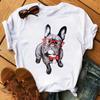 Cute French Bulldog T-shirt Animal Harajuku Print Pattern Shirt Fun French Bulldog Short Sleeves Animal Lover Tshirt Dog Mom Tee