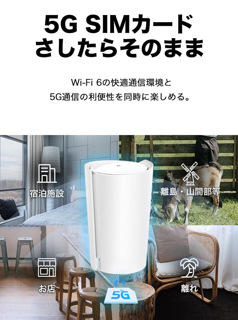 5G Compatible SIM Free Router Mesh System AX3000 Standard 2402 574Mbps Deco TP-Link Wi-Fi Wi-Fi + X50-5G(1-pack)(JP)