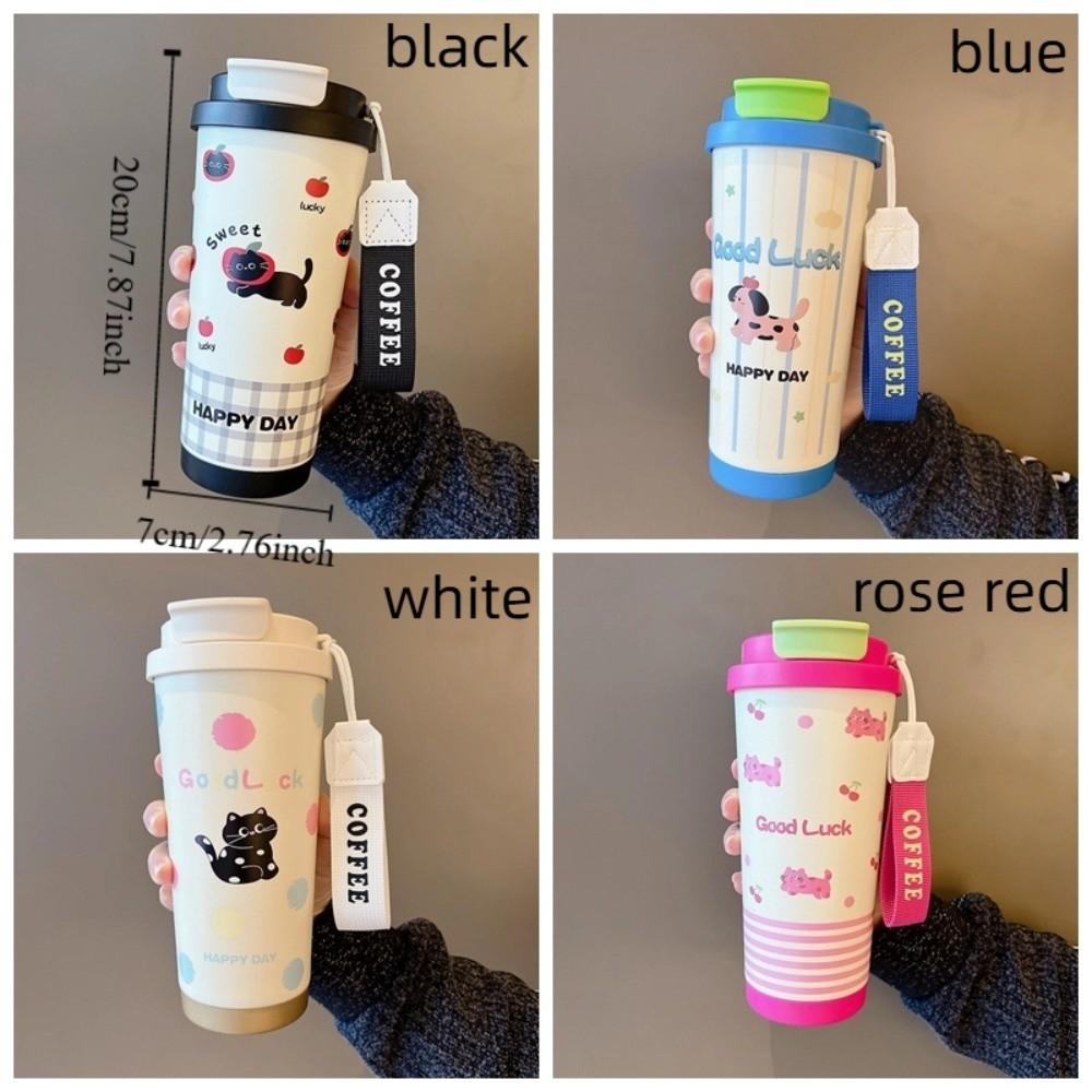 Leak-Proof Stainless Steel Mug Cartoon Pattern Coffee Cup Cute Thermal Mug  Hiking