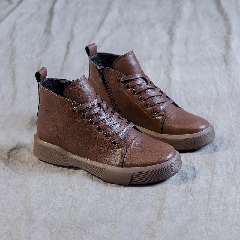 Большие женские 2024 новые винтажные мягкие подошвы на плоской подошве удобные весенне-осенние одинарные ботинки короткие ботинки зимние плюшевые хлопковые туфли