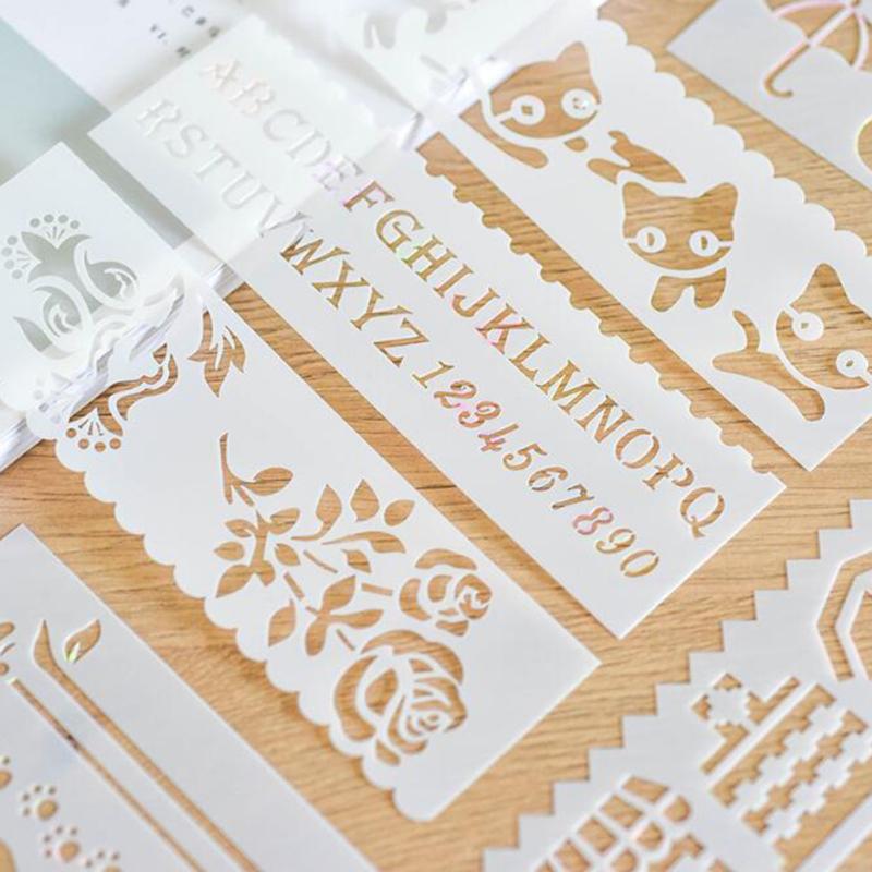 40pcs Pet Slender Hand-written Newspaper Hollow Template For Diy Notebook Diary Scrapbook