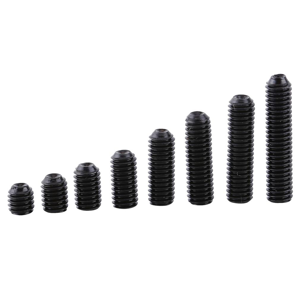 200pcs M3 Black Carbon Steel Socket Cup Point Grub Set Screw Assortment