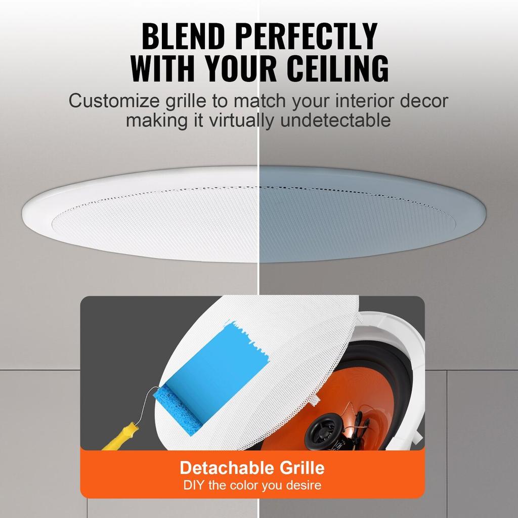 4PCs 8 in Ceiling Speakers 100W Flush Mount Ceiling & in-Wall Speakers