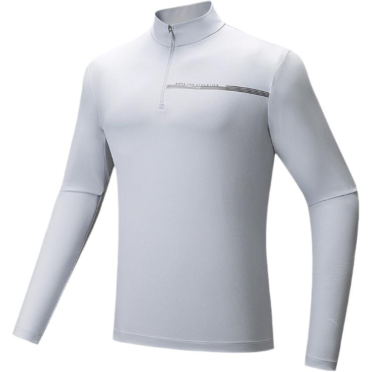 Anta Soft Comfortable Breathable Versatile Long Sleeve T-Shirt With Stand Collar Men Tops 152537402-1