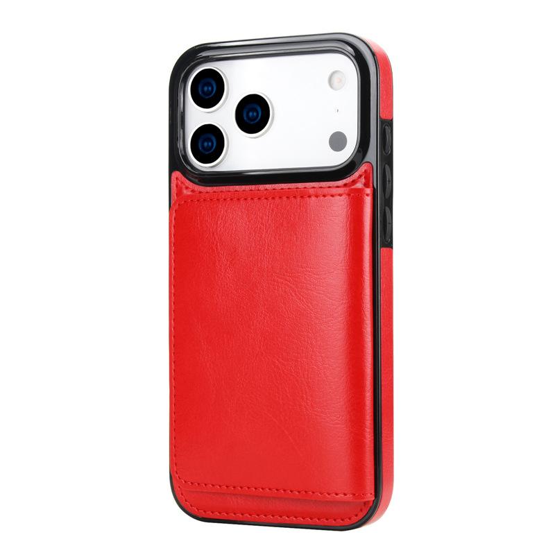 Applicable iPhone17Pro iPhone leather case15Plus Back-cover type protective case Samsung S25U Card holder