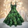 Women's Fashion St. Patrick's Day Printed Sexy Strapless Gothic Cocktail Dress Punk, Vintage Dress.