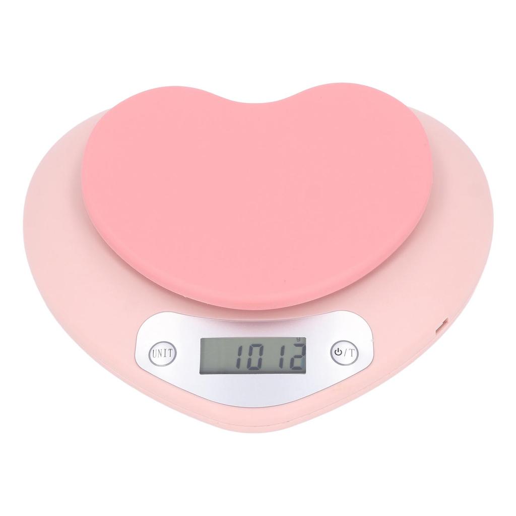 1g Accuracy Digital Kitchen Scale 5kg Household Small Heart Shape Rechargeable Food Scale for