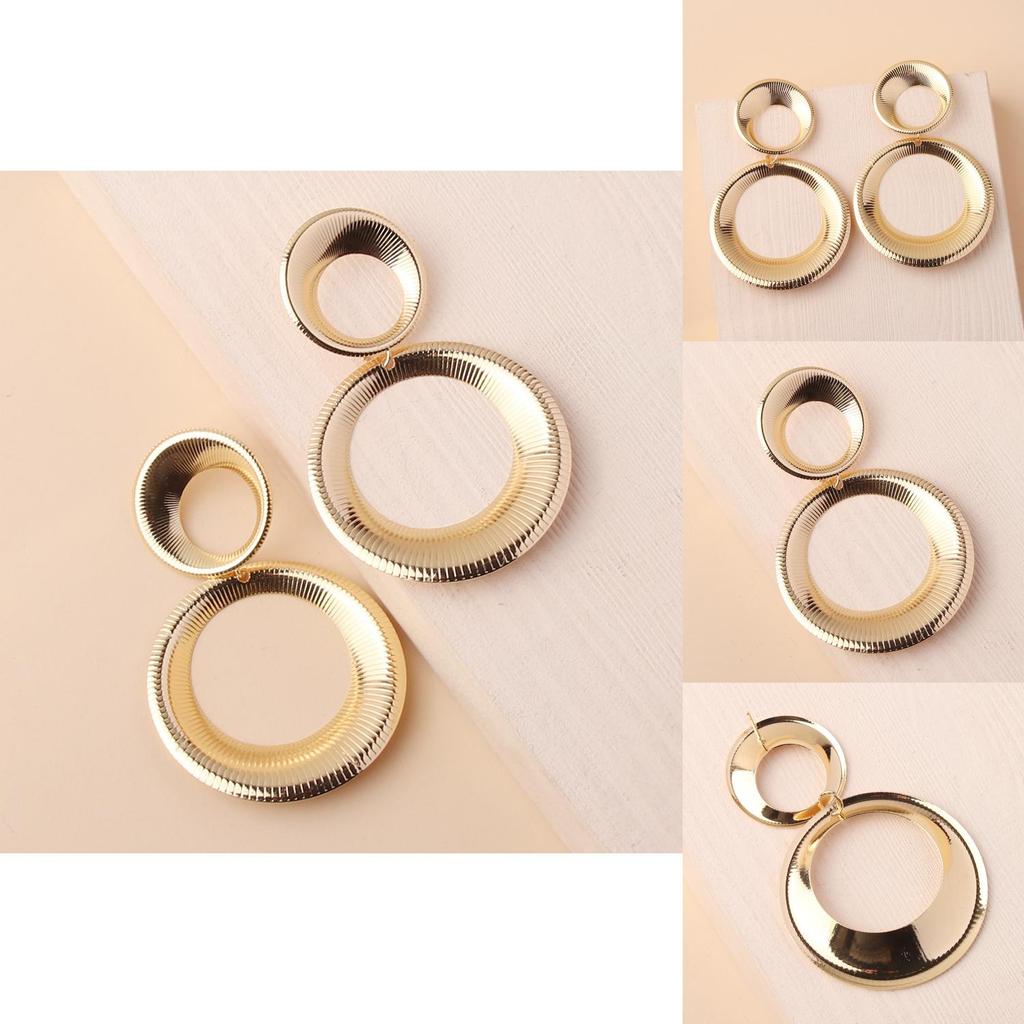 Elegant Metal Earrings With Geometric Shape And Gold Finish For Women Fashion Accessories Wedding Gift