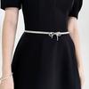 Y2k Thin Belt Silver Metal Waist Chain Sweet Elastic Bow Belt  Trouser Decoration