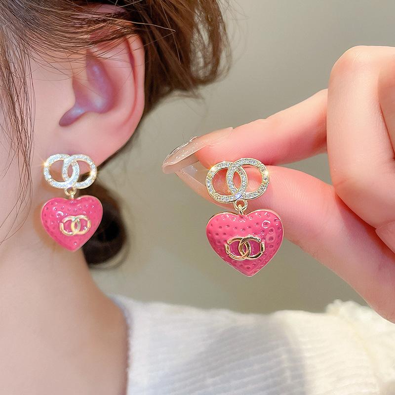 Серьги с розовыми цветами в форме сердца и кошачьим глазом, модные серьги, высококачественные серьги