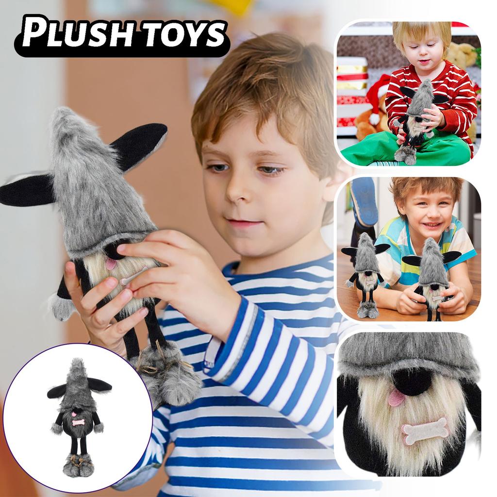 Милая черная собачка-гоблин, безликая кукла, украшение в виде собаки-гнома с высунутым языком