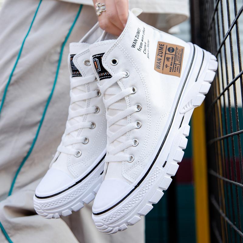 Модные мужские трендовые парусиновые туфли с высоким берцем. Мужская повседневная крутая обувь в уличном стиле. Кроссовки в стиле хип-хоп для подростков.
