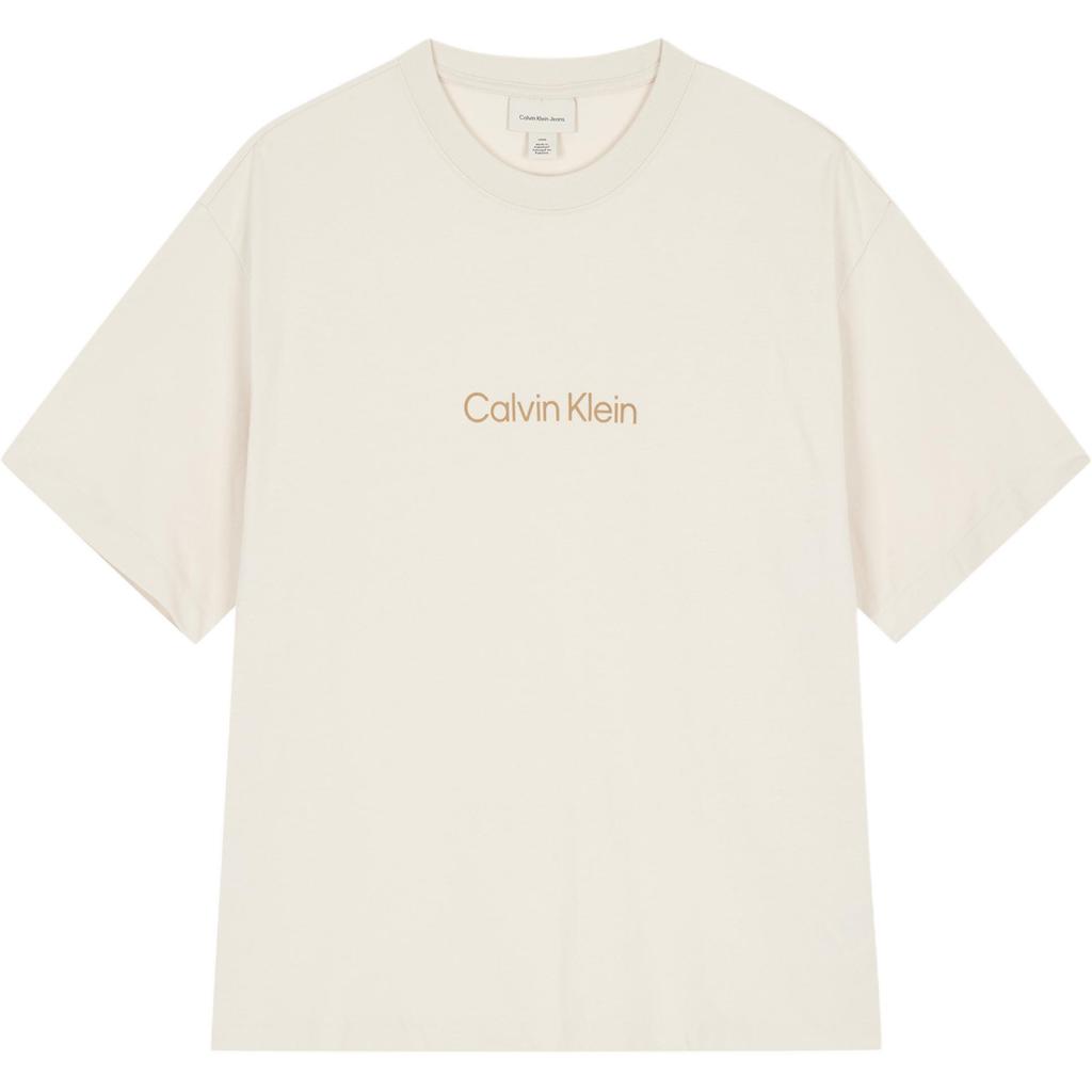 Calvin Klein Футболка с коротким рукавом и круглым вырезом свободного кроя, унисекс, кремовая 40HM228-CKS