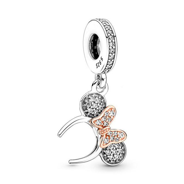 Стерлингового серебра 925 пробы, морская ракушка, висячие подвески Винни-Пух Дамбо, бусины, подходят для оригинальных браслетов, изысканные ювелирные изделия «сделай сам»