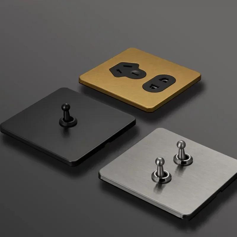 Depoguye Высококачественный черный винтажный европейский выключатель лампы розетка из нержавеющей стали тумблерный переключатель универсальный настенный выключатель света