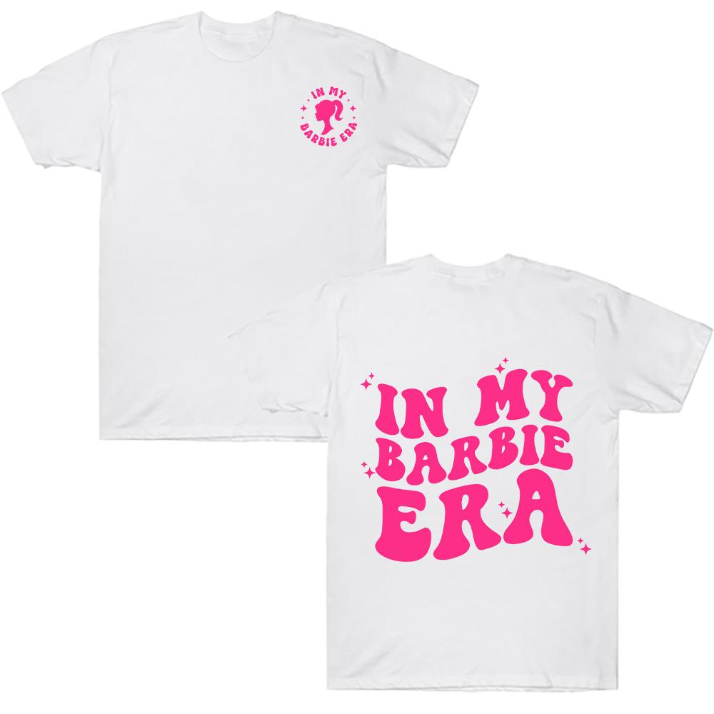 Хлопковые футболки Барби с принтом 'Моя эра Барби', милые летние топы с коротким рукавом для девочек, модный женский подарок