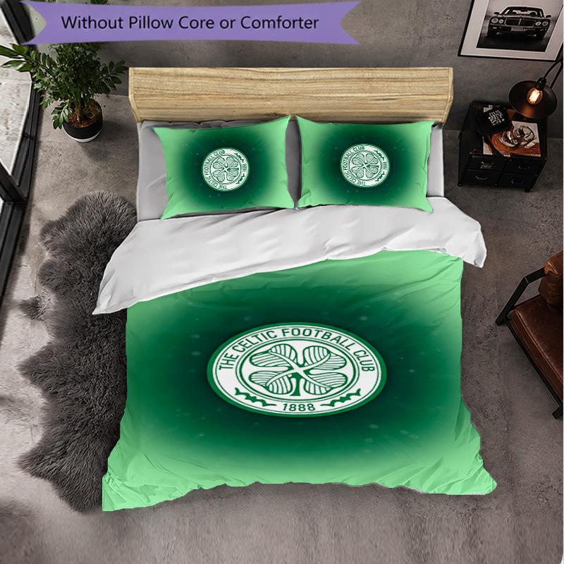 Celtic FC Themed Bedding 3Pcs Duvet Cover Set Decorative Bed Linen For Teen Room Home Decoration