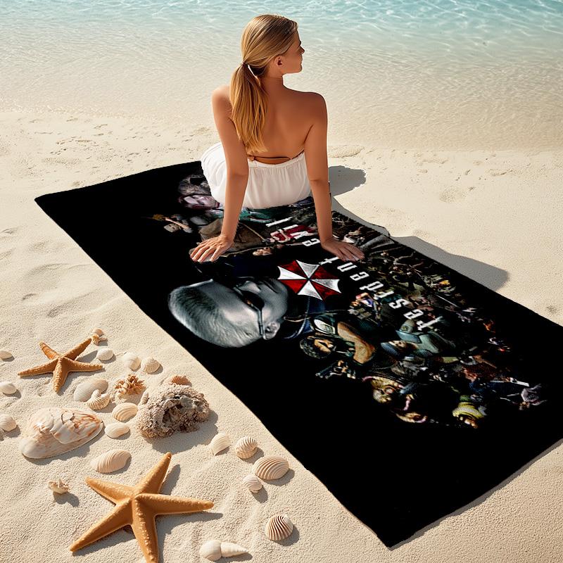 Resident Evil game, Umbrella Corporation, soft beach towel, outdoor camping vacation swimming beach towel, outdoor absorbent bath towel, Q5