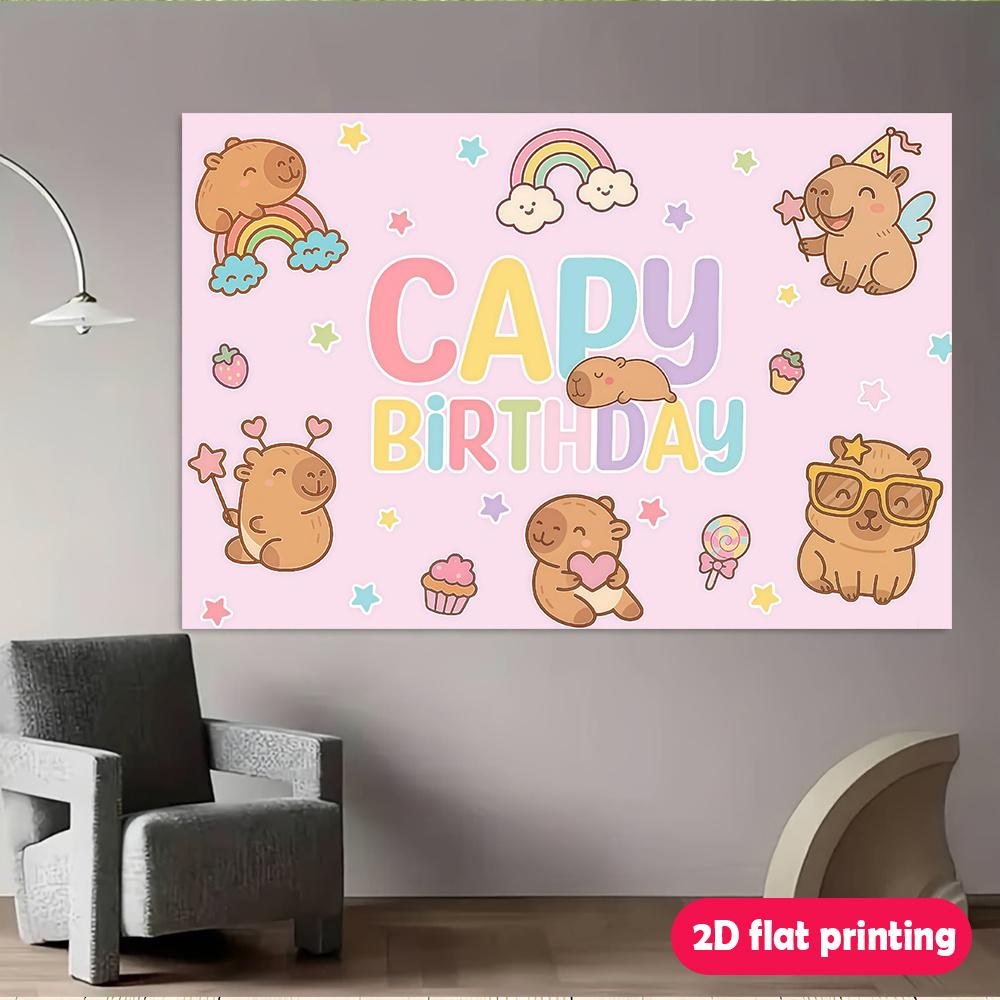 A 2D flat-pattern banner featuring a cute porcupine as the theme for the birthday celebration including parties and activities