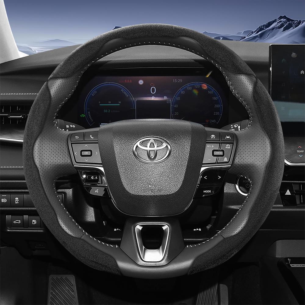 EKER4 Suitable for Toyota Sports Suede Steering Wheel Cover with Split Snap-On Design for Rav4 Hilux Camry Yaris Corolla Cross Kluger Grand 
