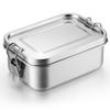 Umigy Stainless Steel Food Container, 850ml Metal Bento Lunch Box, Stainless Steel Food Storage Container with Lockable Clip, Leakproof, Reusable Dish