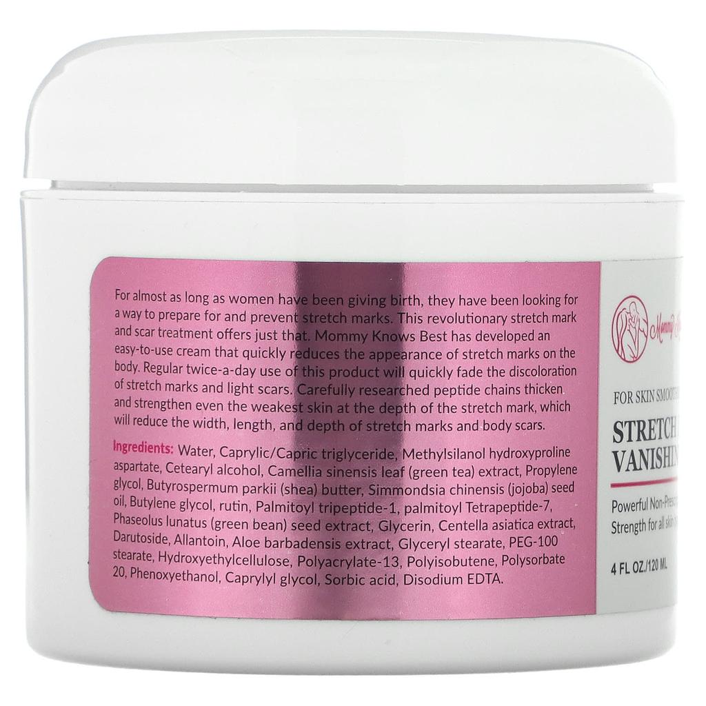 Mommy Knows Best Stretch Mark Relief Cream, 4 Fl Oz (120 Ml)