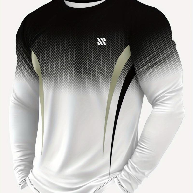 Gradient Men's sports long sleeved T-shirt Shirt Breathable Comfortable Casual Athletic Unisex Versatile Men's Running T-shirts