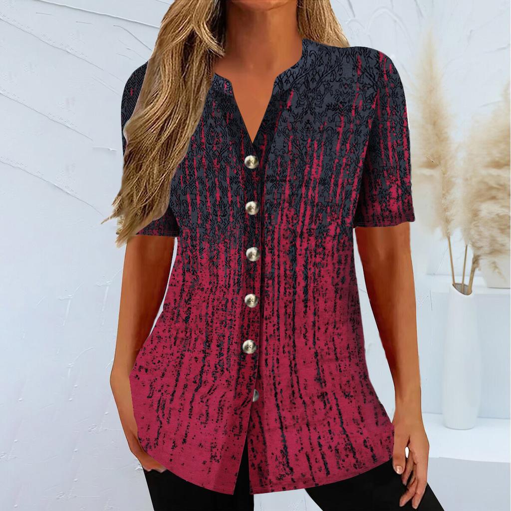 QICED Весна Лето Женский Кардиган Этнический Принт Футболка С Короткими Рукавами Женщина