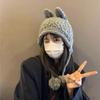 Корейская вязаная шапка Y2k, новый дизайн, защитная шапка для ушей, зимняя вязаная шапка с кроличьими ушками для женщин