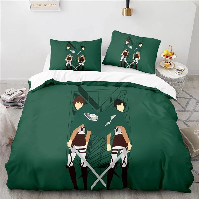 Japan Attack On Titan 3d Duvet Cover Sets Printed Bedding Set Pillowcase Twin Full Queen King Size Linen Bedclothes Dropshipping