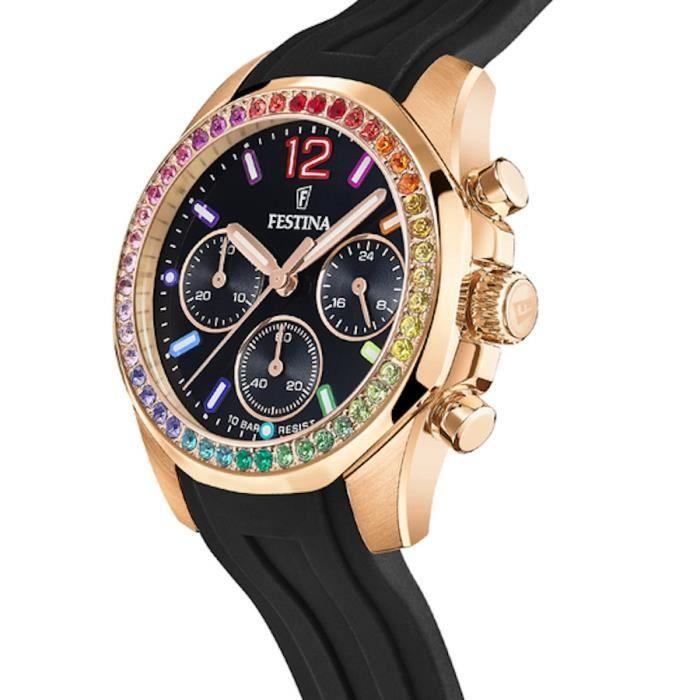Montre - FESTINA - Boyfriend Rainbow F20611/3 - Quartz - Noir - Bracelet Silicone