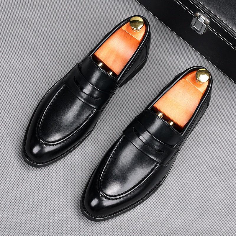 Fashion Luxury Designer New Men's Balck Penny Loafter Leather Shoes Male Wedding Dress Prom Homecoming Oxford Footwear