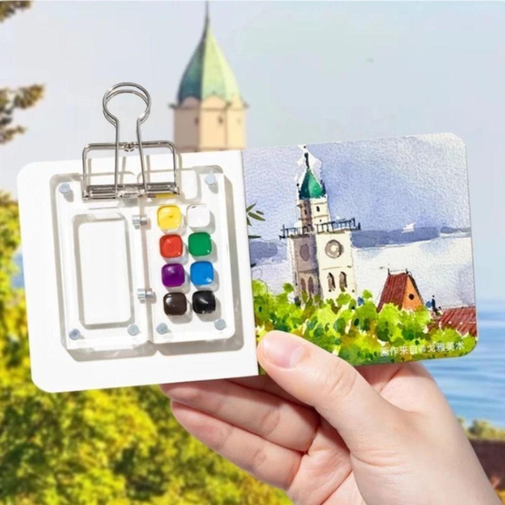 Acrylic Paint Pigment Box Magnetic Travel Painting Tray Portable Watercolor Paint Palette Student