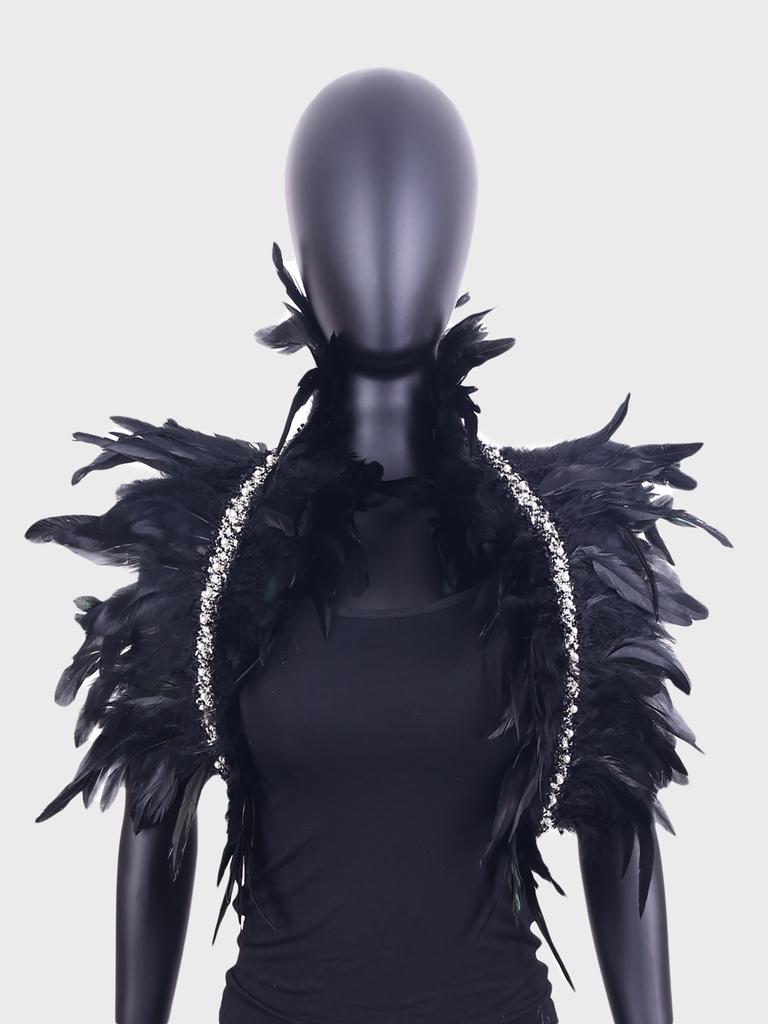 Модный плащ-накидка из перьев, костюм для сценического выступления, жилет из перьев, фальшивый воротник, шарф, маскарад, ролевые игры, аниме-аксессуары