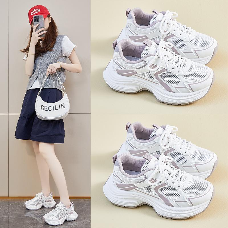 Новые кроссовки для женщин на лето, студенческие, спортивные и для отдыха, уличная фотография, сетчатые, дышащие и с увеличением роста