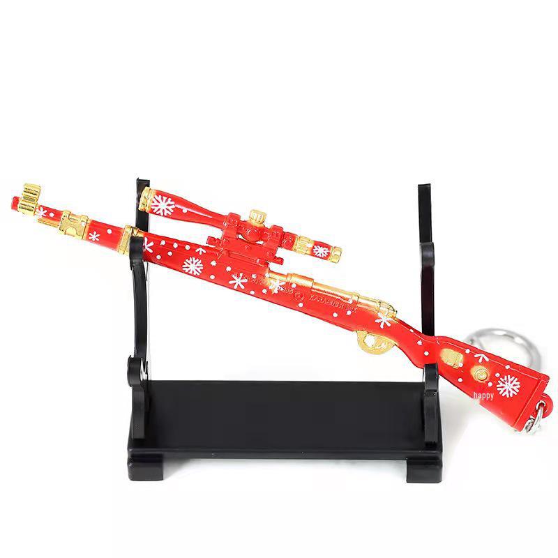 Chicken Game Metal Weapon Model Keychain: 12cm AKM 98K PUBG Pendant Gift