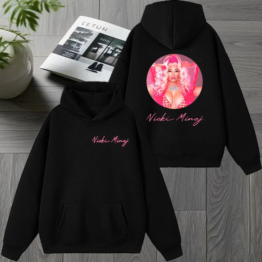 Rapper Nicki Minaj New album Tour 2026 Double Sided print Hoodie Unisex fashion Y2k Sweatshirt Men women Fleece Winter pullover