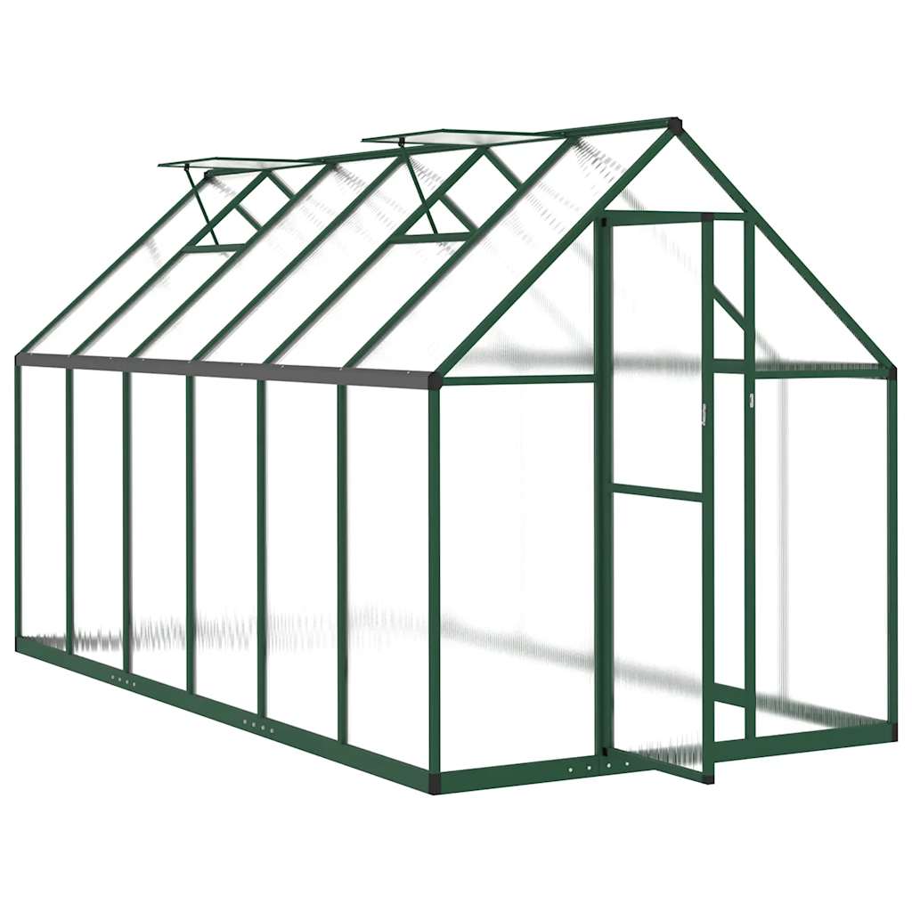 Green Greenhouse with Foundation Frame 334 x 169 x 195 cm Aluminum