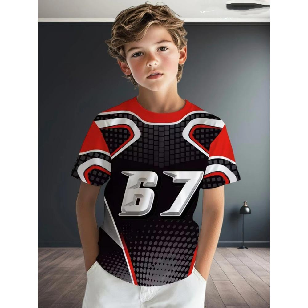 Детская футболка Летняя мода Цифра 67 Личность Американский Повседневный Цифровая печать Одежда для мальчиков Повседневная Девочка Футболки с коротким рукавом Топ