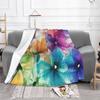 Beautiful Flowers Abstract Pattern Soft Warm Light Thin Blanket Abstract Blooms Petals Orange Blue Yellow Purple Green Colour