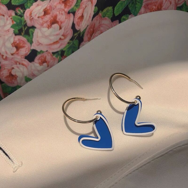 Pinkdudu Модные простые серьги-капли в форме персикового сердца, модные висячие серьги из синего сплава для женщин, ювелирные изделия, подарки PD1841