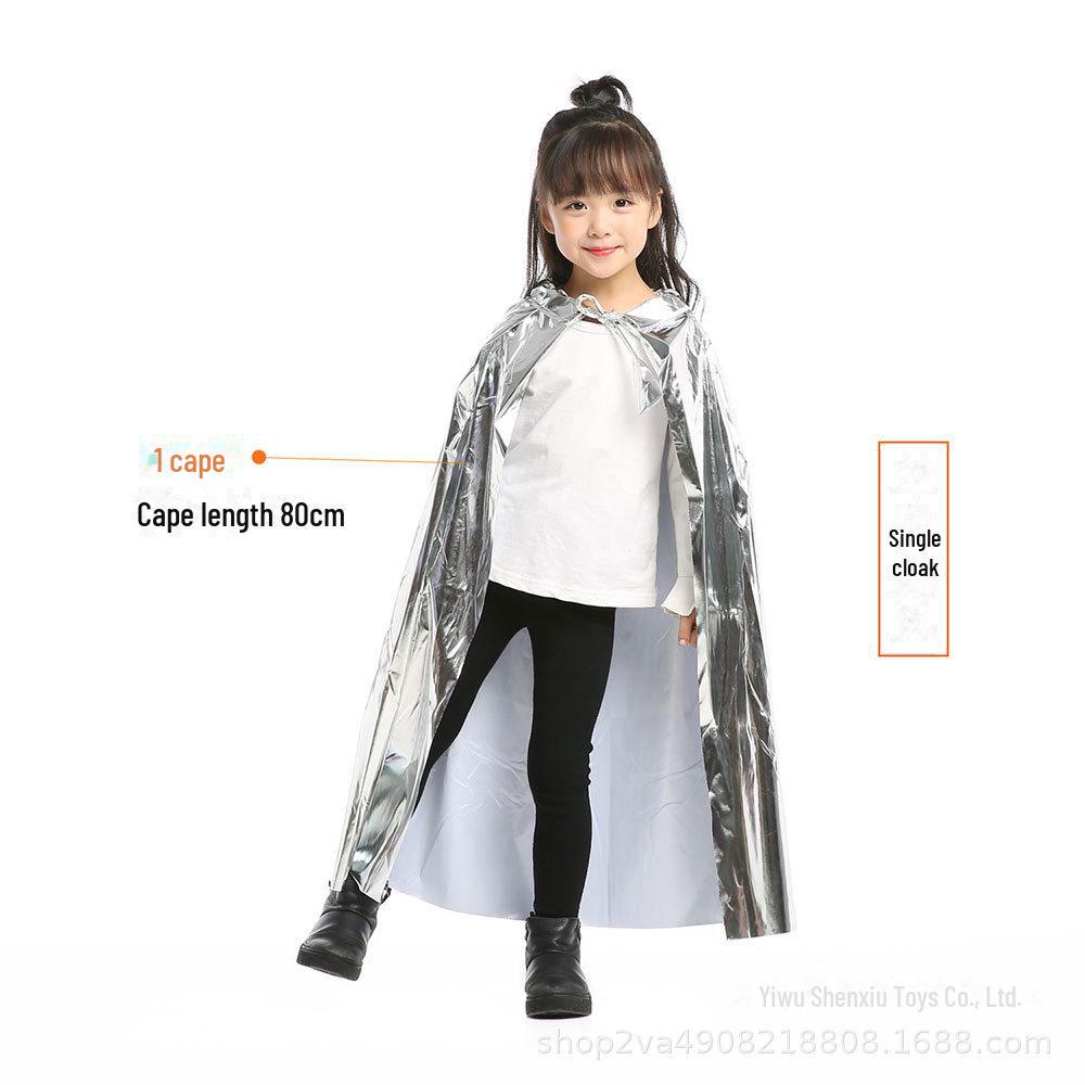 Детский плащ принцессы и короля на Хэллоуин - 80 см, ярко-золотой и серебряный