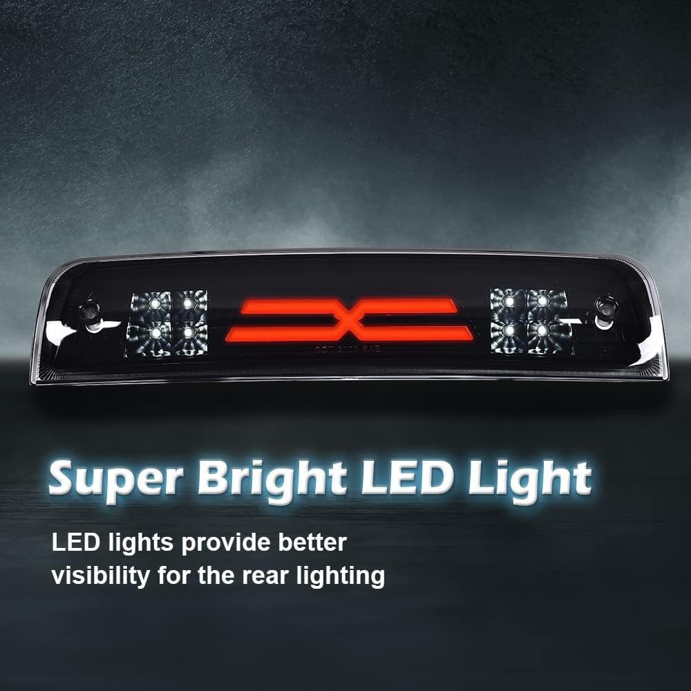 PIT66 LED Bar 3Rd Brake Light, Compatible With 2009-2017 Dodge Ram 1500 2500 3500 X Type High Mount Stop Light Rear Tail Cargo Lamps Smoked Lens